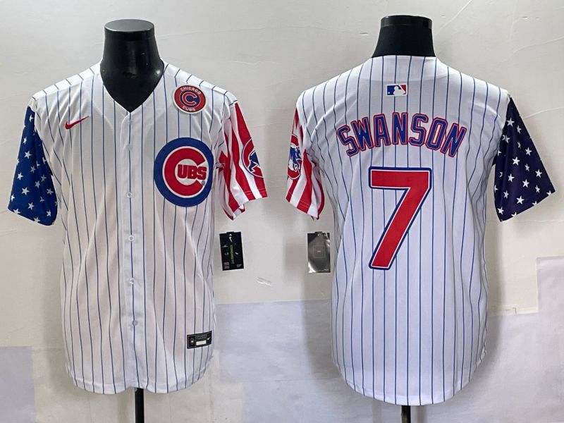 Men 2025 Chicago Cubs #7 Swanson White a generation of national flags Joint Name Nike MLB Jersey style 51->chicago white sox->MLB Jersey